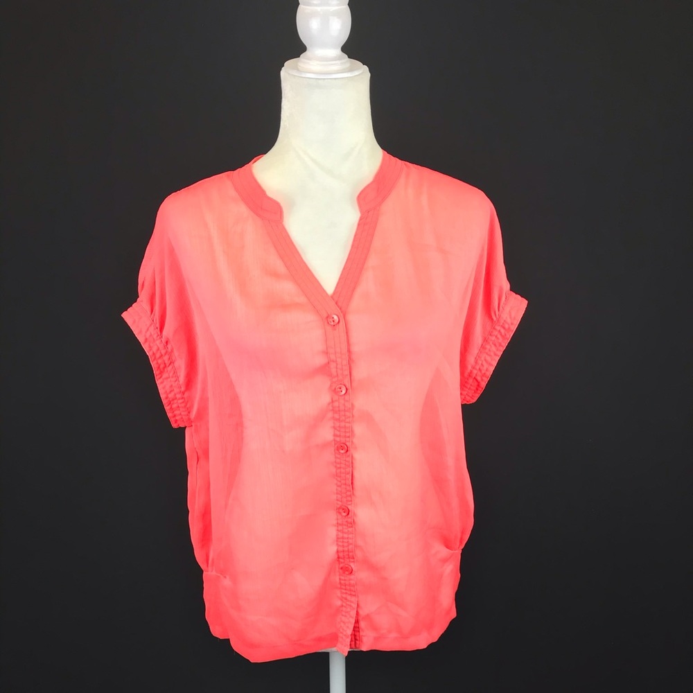 Willi Smith Sheer Coral Pink‎ Chiffon Top